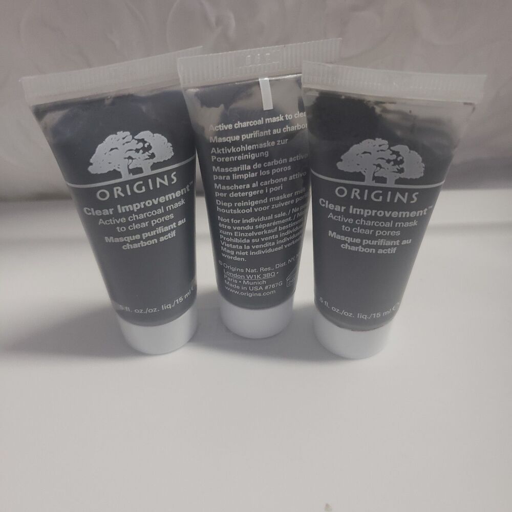NEW NO BOX ORIGINS Clear Improvement ACTIVE CHARCOAL MASK to Clear Pores#3@.5oz